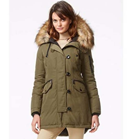 michael kors parka womens green